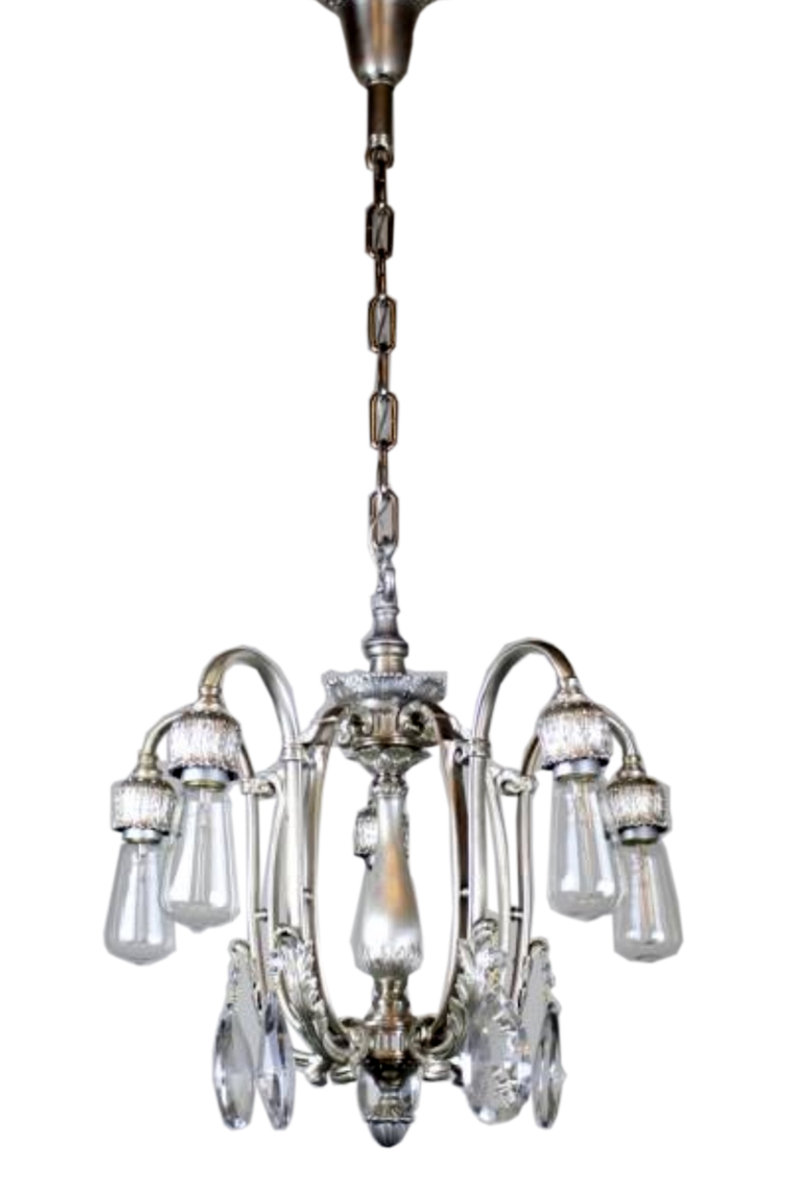 Silver Plated 5 Light Dining Room Fixture. | Modernism